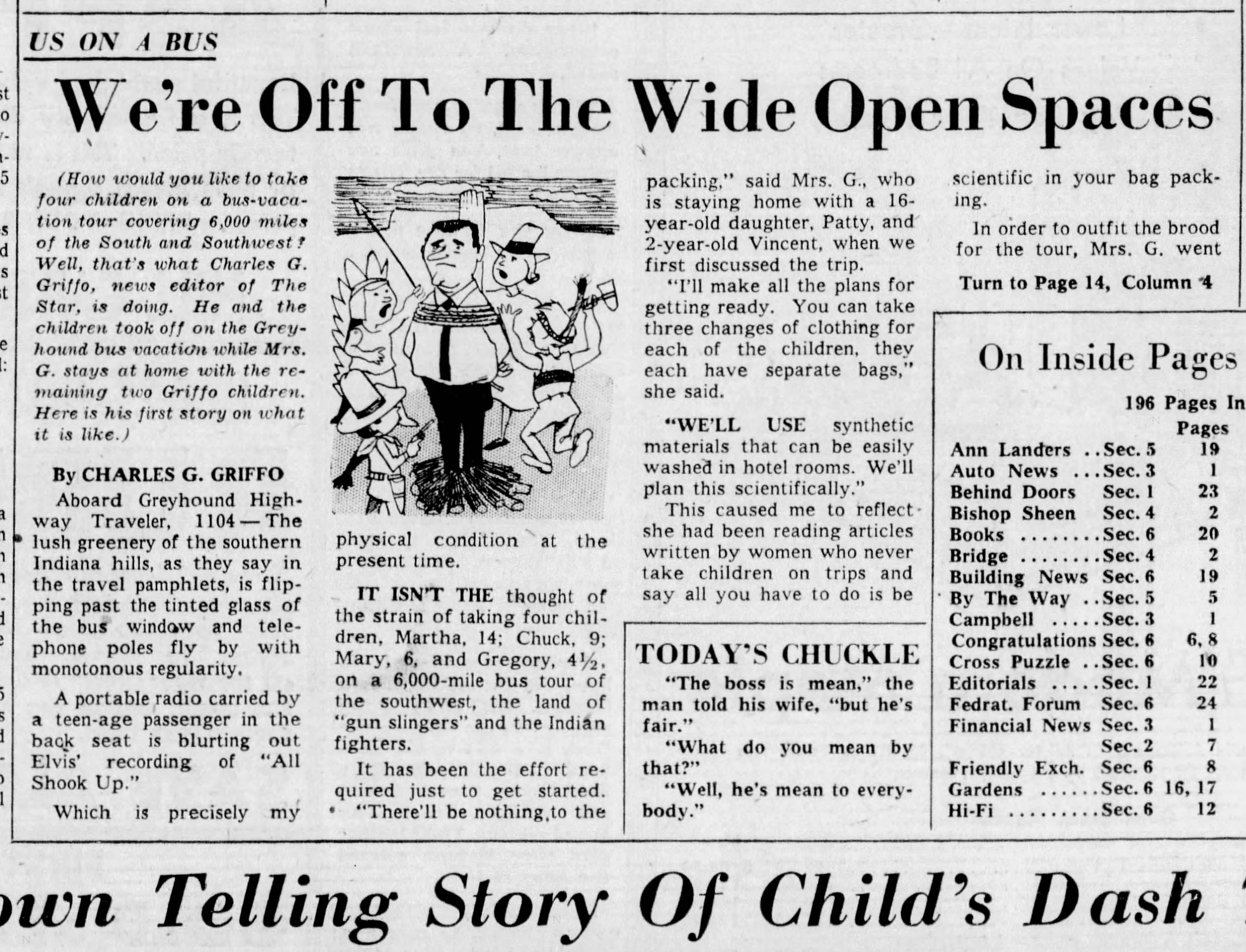 Newspaper clipping for We're Off To The Wide Open Spaces, Were off to the wide open spaces