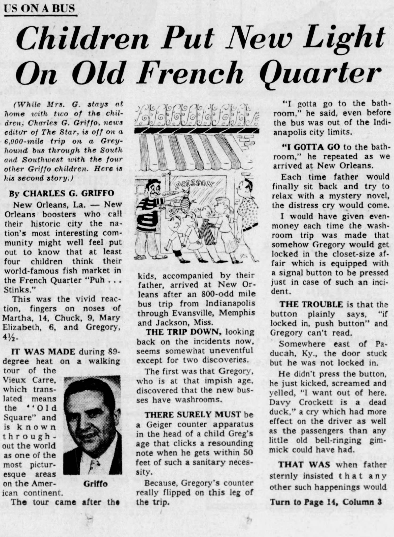 Newspaper clipping for Children Put New Light On Old French Quarter, Children Put New Light On Old French Quarter