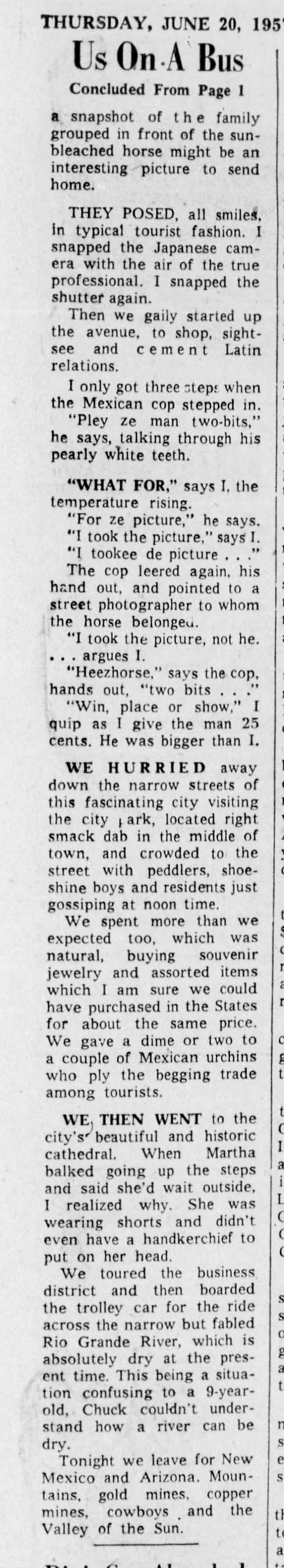 Newspaper clipping for Mix 4 Kids, Mexico Policeman, Camera, Horse-And Dad Pays, Page 2