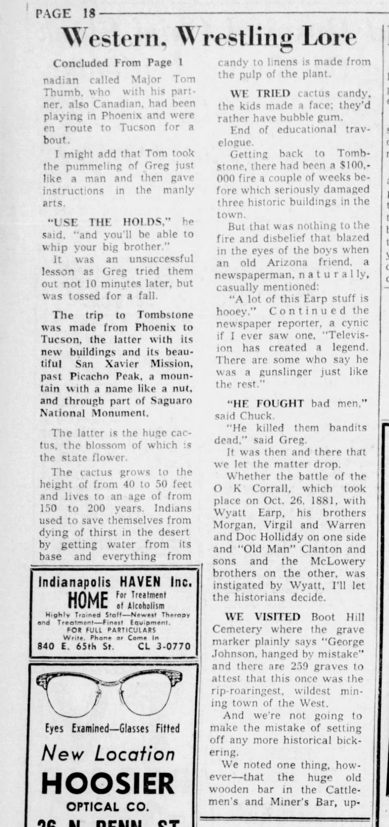 Newspaper clipping for Our Travelers Come to Grips with Western, Wrestling Lore, Page 2