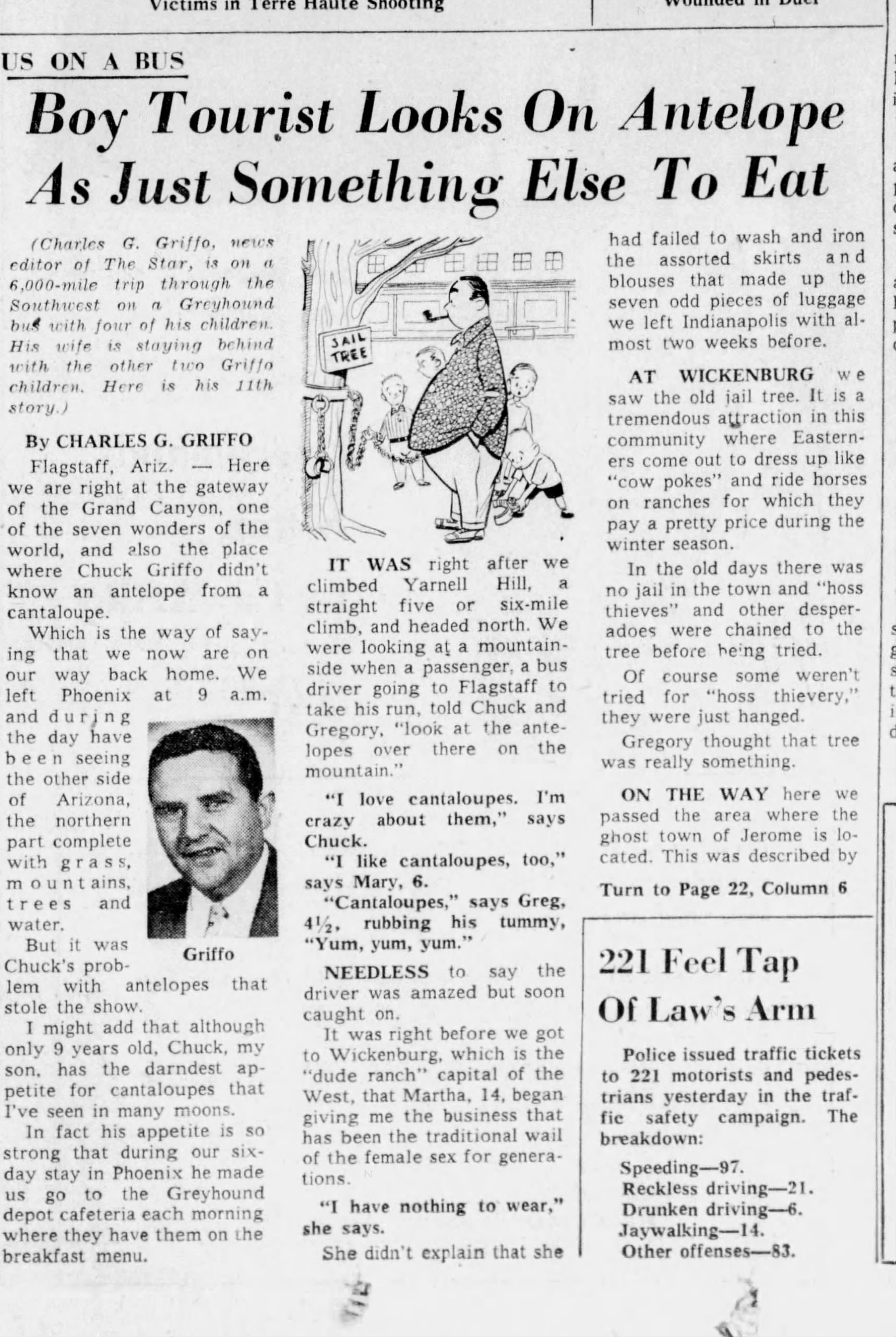 Newspaper clipping for Boy Tourist Looks On Antelope As Just Something Else To Eat, Page 1