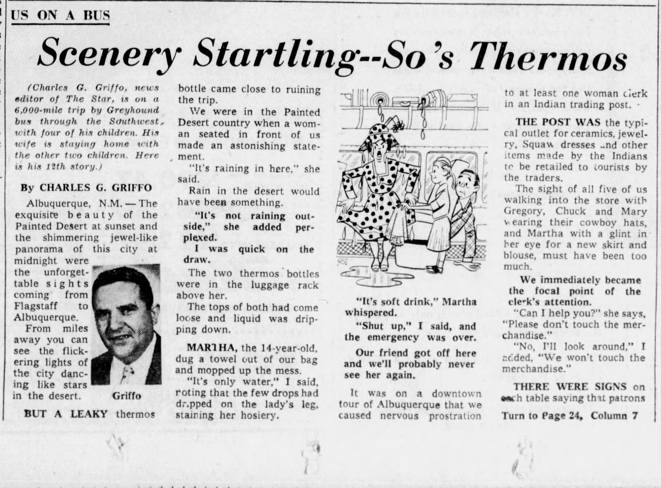 Newspaper clipping for Scenery Startling--So's Thermos, Page 1