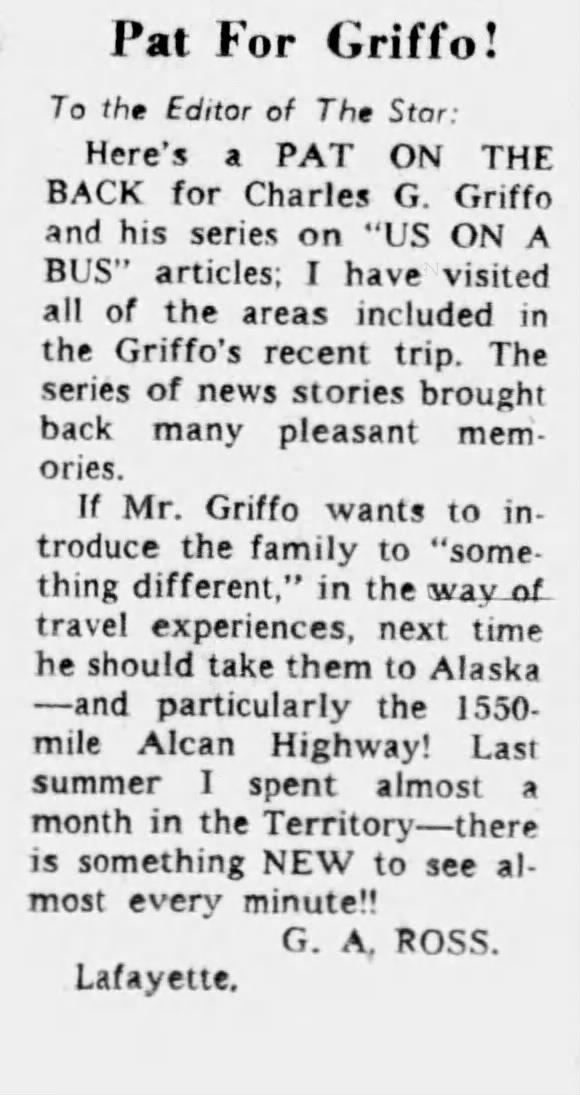 Newspaper clipping for Pat For Griffo!, Pat for Griffo