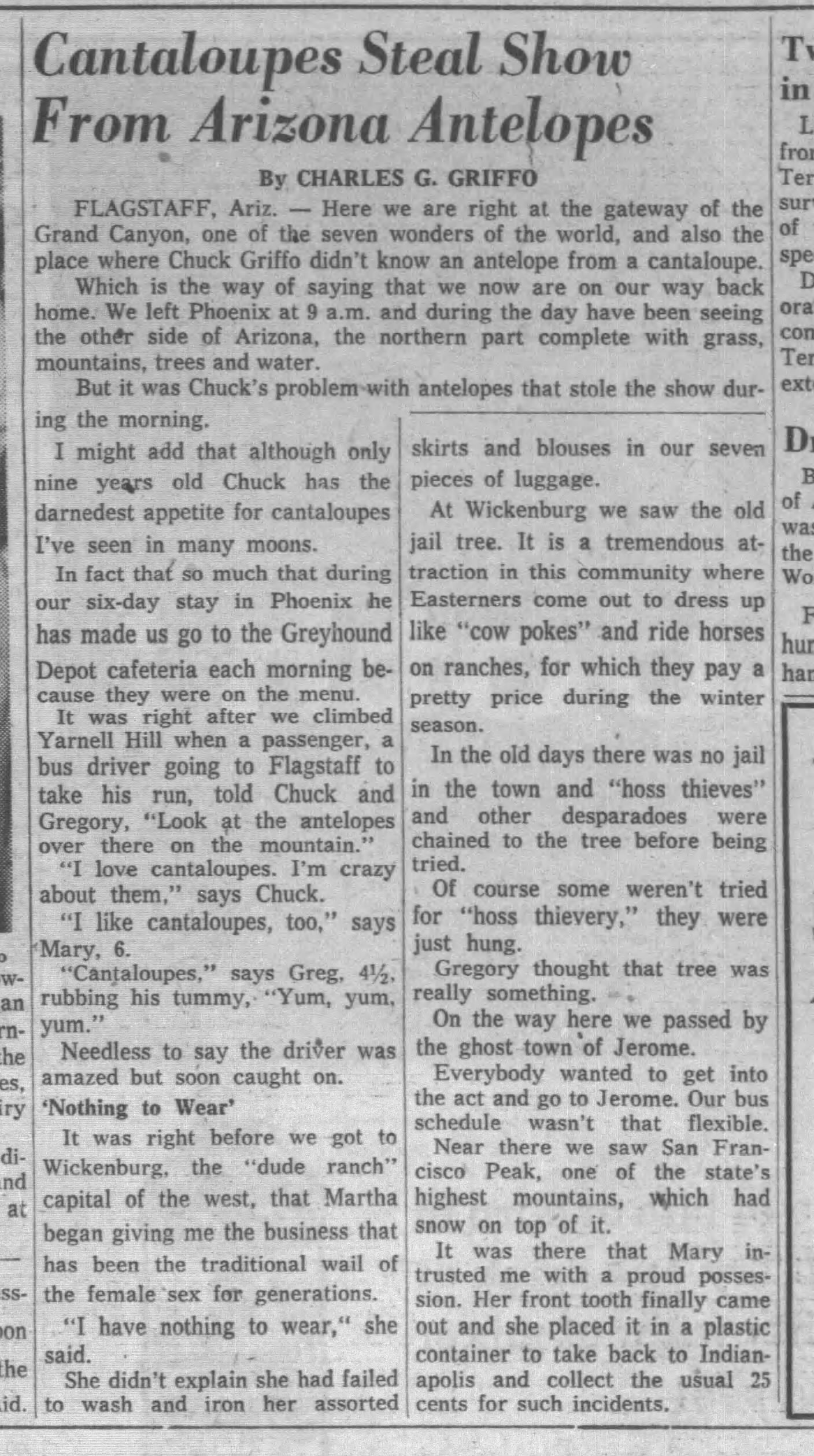 Newspaper clipping for Cantaloupes Steal Show From Arizona Antelopes, Cantaloupes Steal Show From Arizona Antelopes